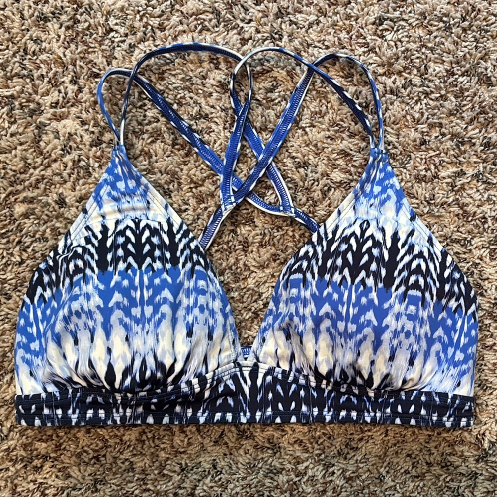 Athleta Blue and Black Bikini Top